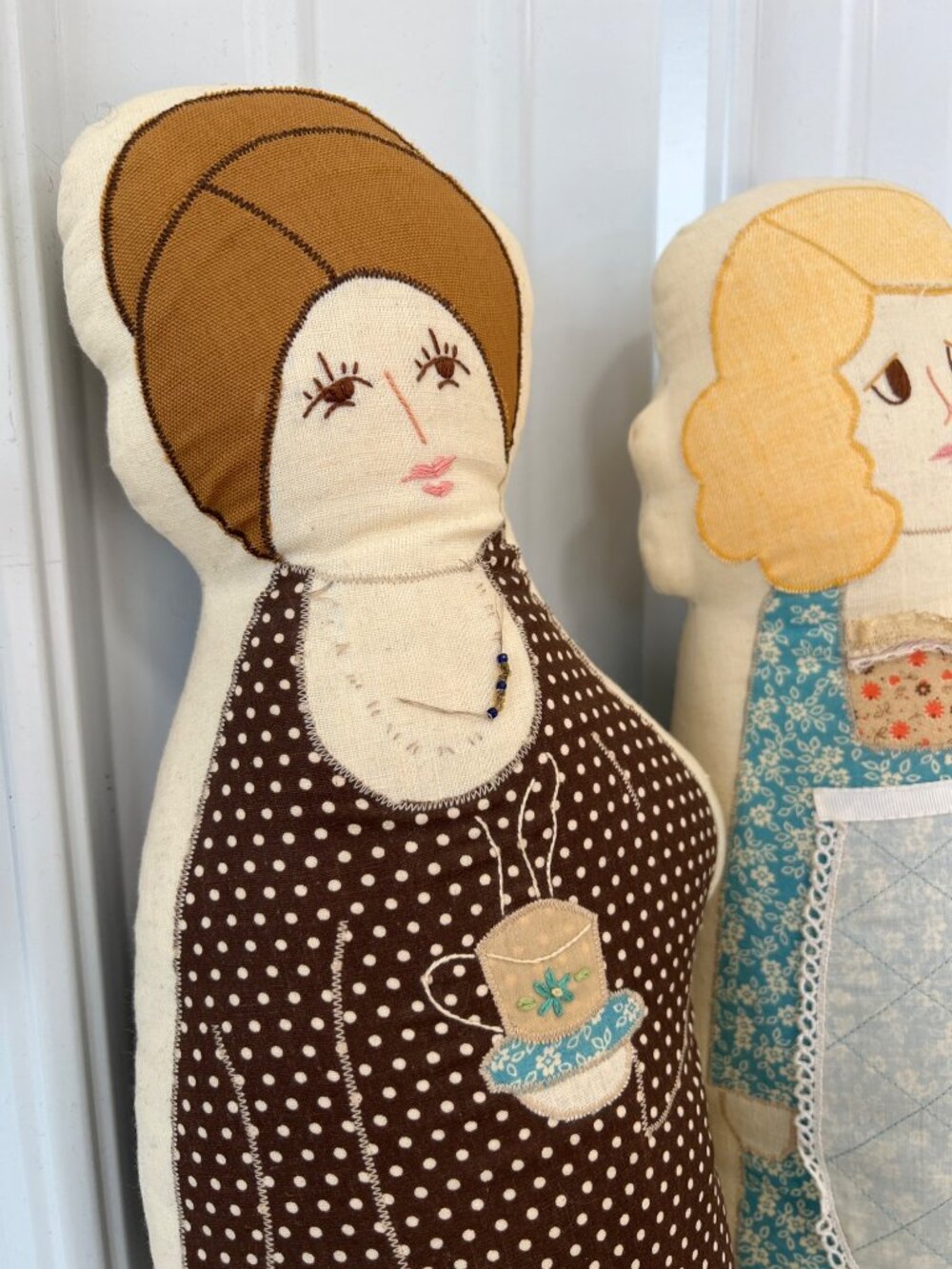 Vintage Handcrafted Folk Art Doll Set Prairie Victorian Cloth Dolls Cottagecore - Picture 2 of 10